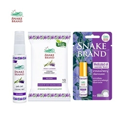 Snake Brand Mist Relaxing 30 ml.x1+Wipe Classic 10 Sheets.x1 +Snake Brand Aroma Oil Classic 5 ml.x1